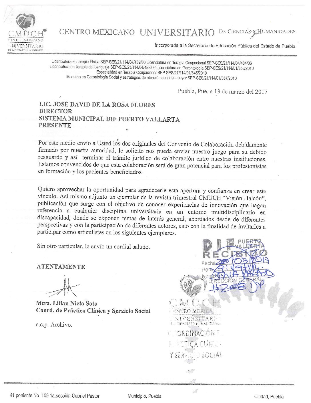 Convenio CMUCH y DIF Puerto Vallarta