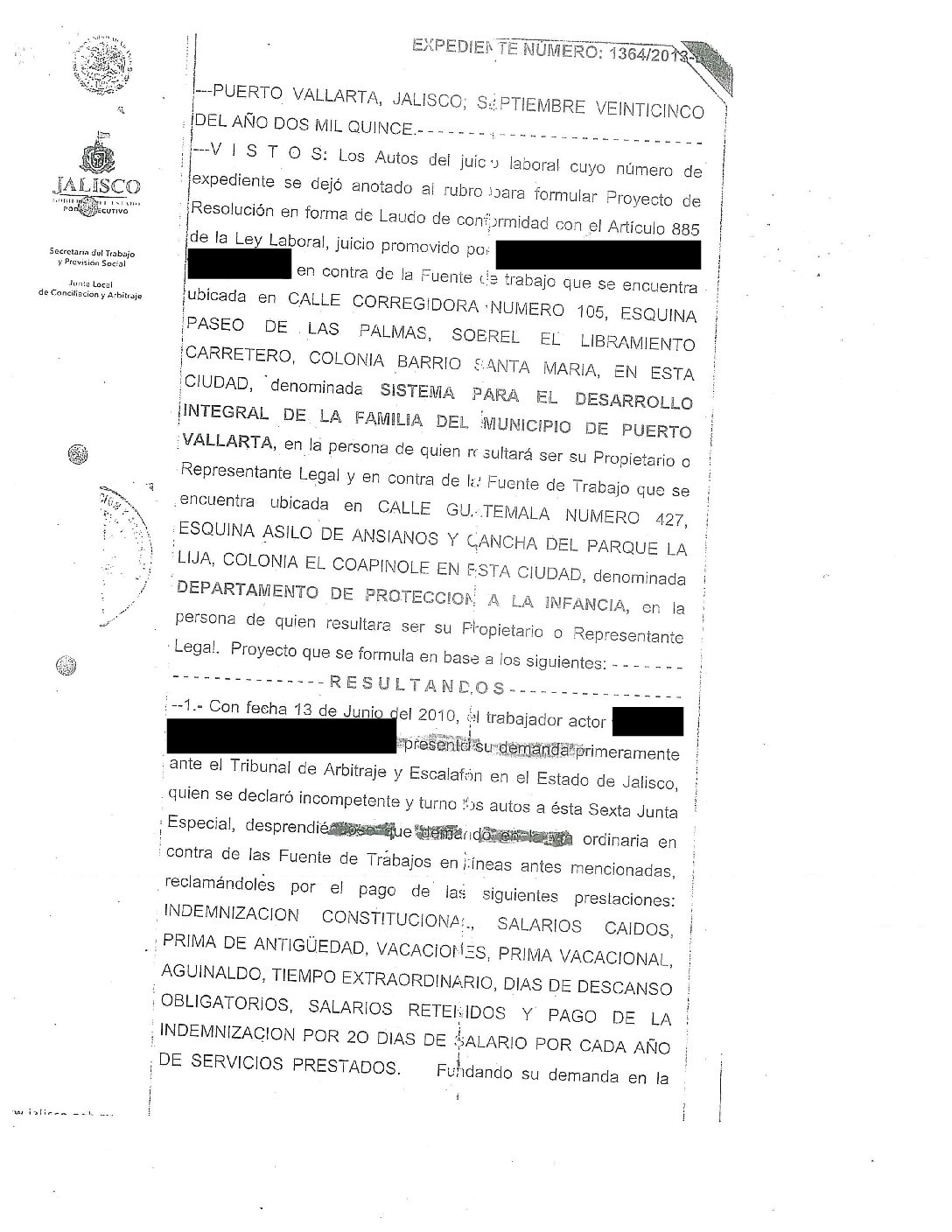 EXPEDIENTE 1364/2013-B