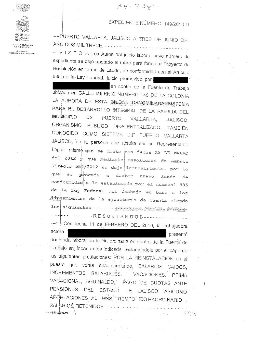 EXPEDIENTE 149/2010-D