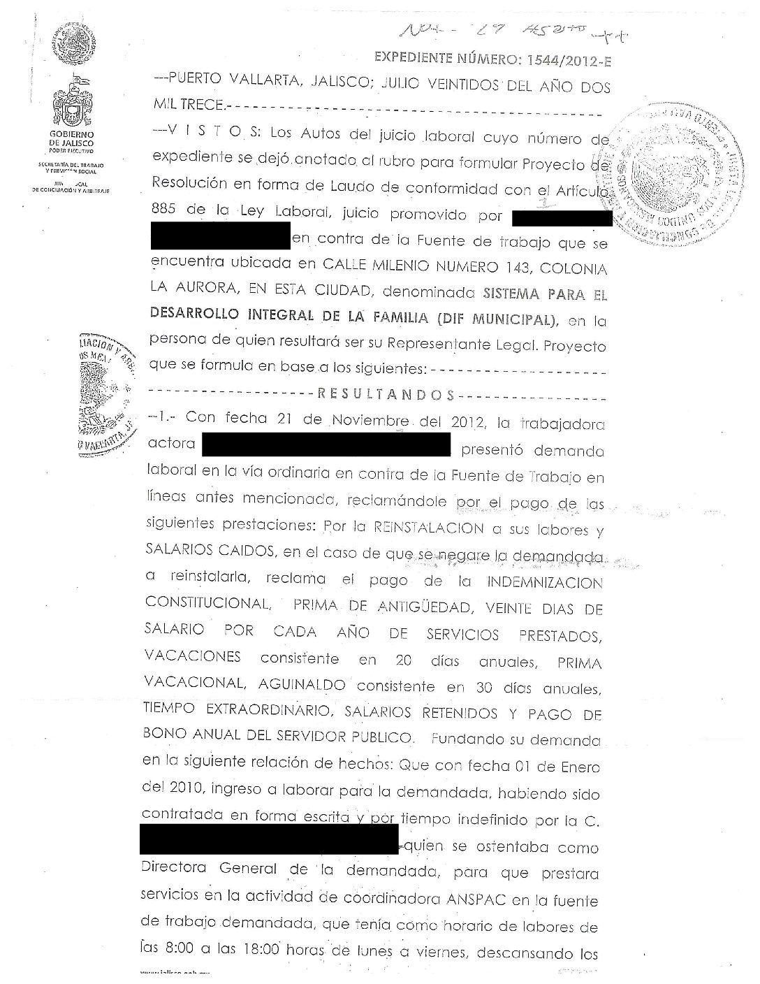 EXPEDIENTE 1544/2012-E