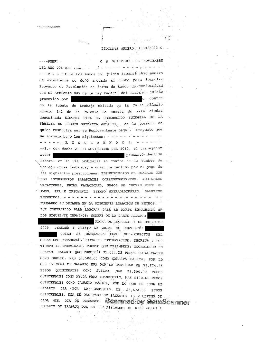 EXPEDIENTE 1550/2012-C