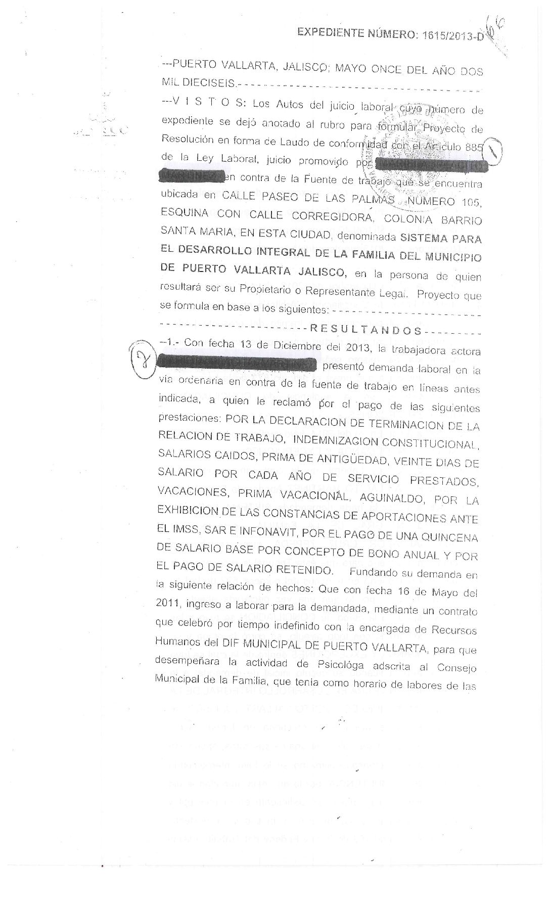 EXPEDIENTE 1615-2013-D