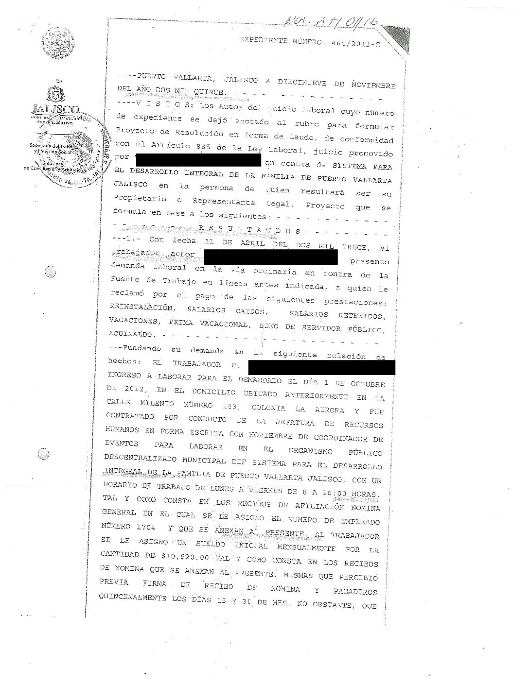 EXPEDIENTE 464/2013-C