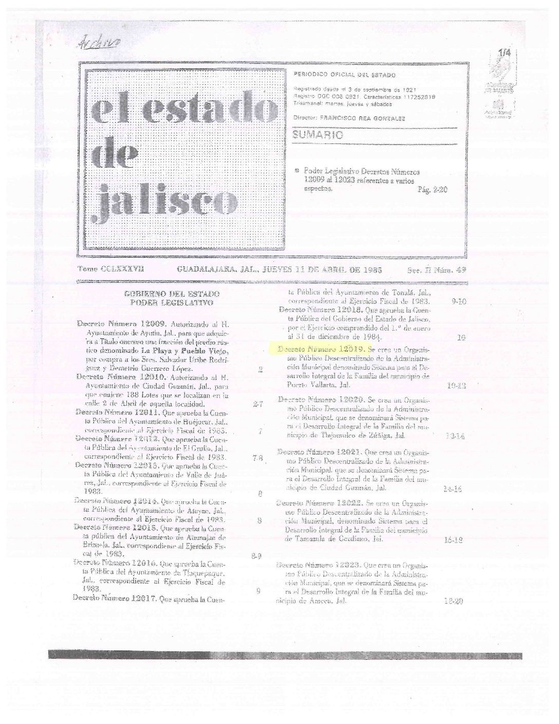 DECRETO 12019 SISTEMA DIF PUERTO VALLARTA.