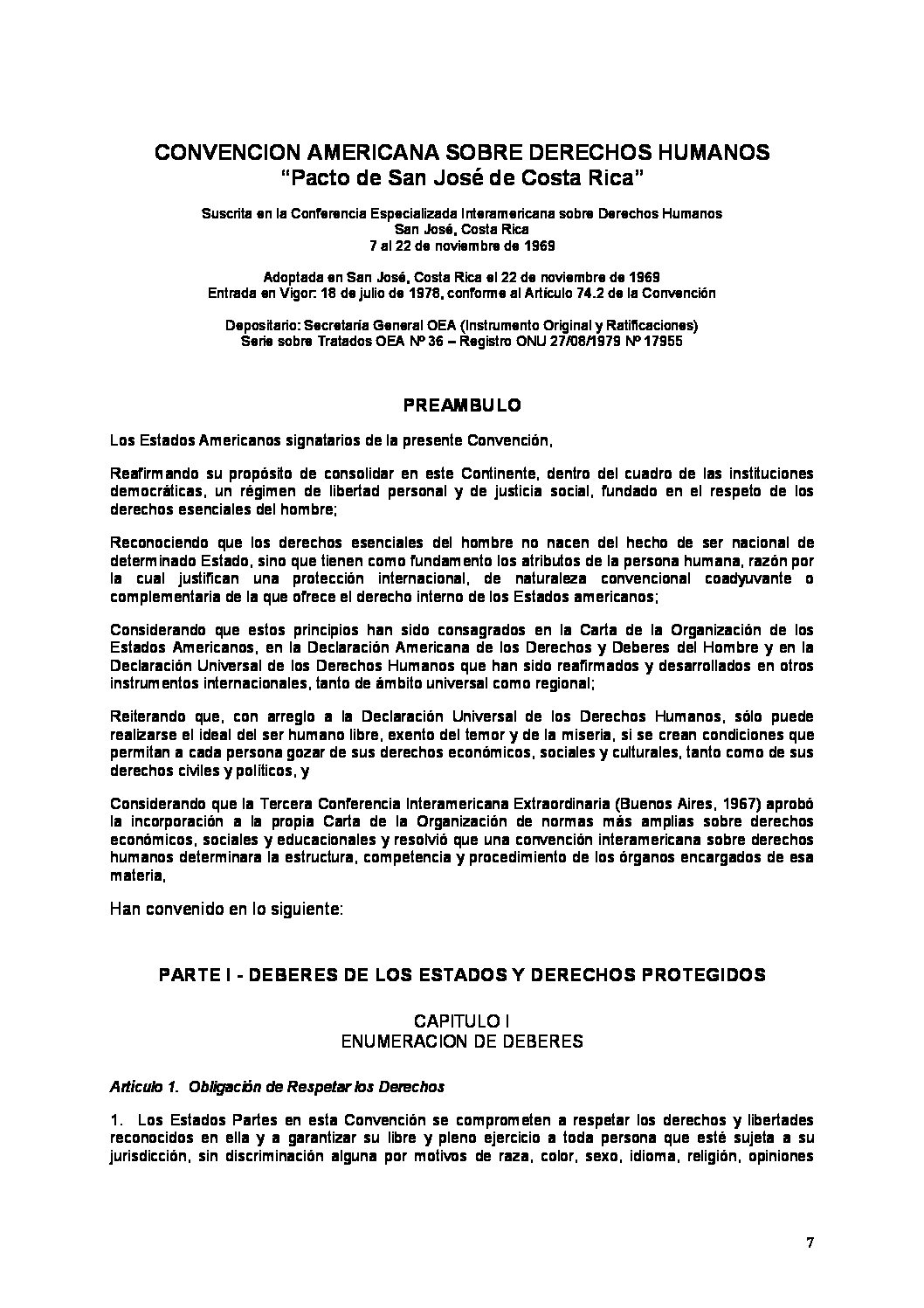 CONVENCIÓN AMERICANA SOBRE DERECHOS HUMANOS
