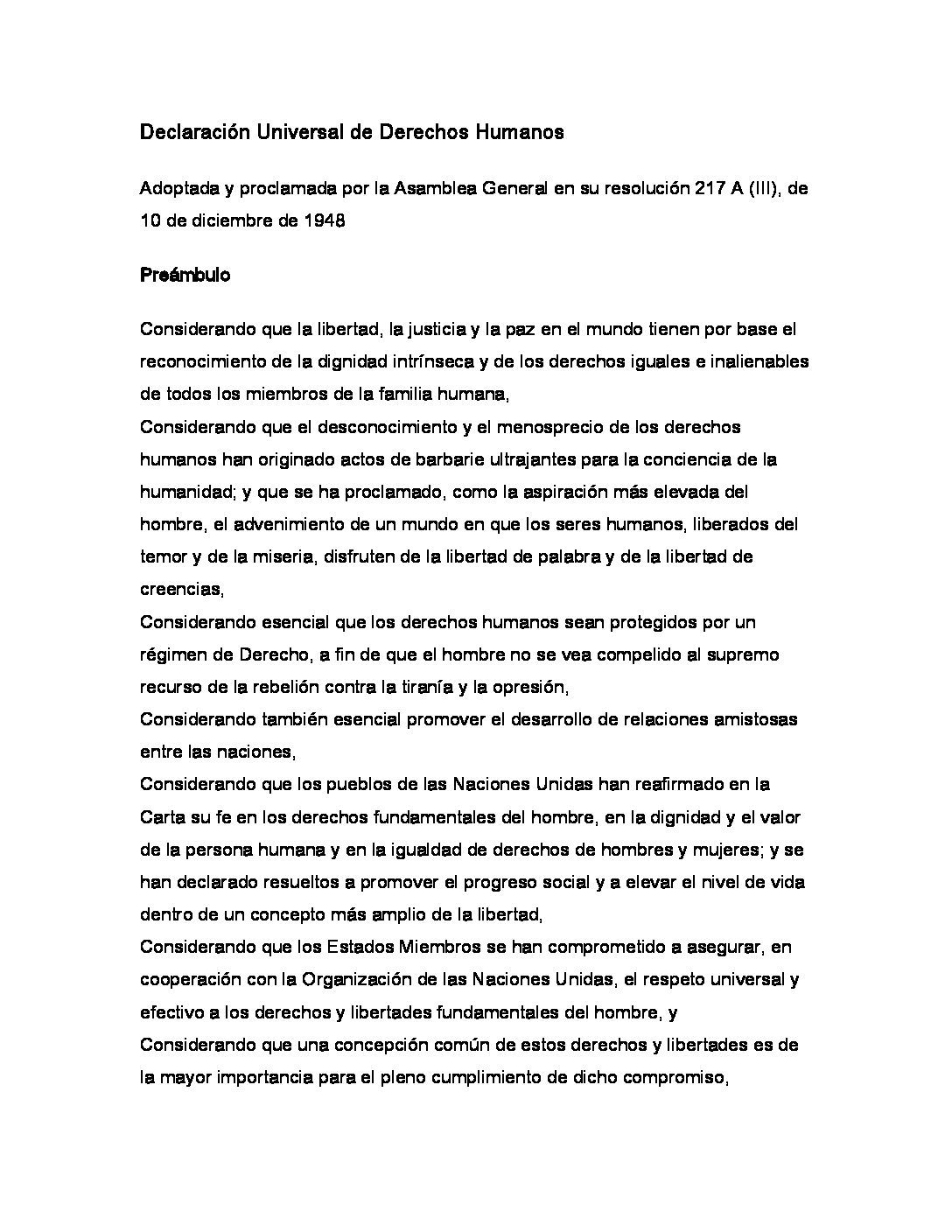 DECLARACIÓN UNIVERSAL DE LOS DERECHOS HUMANOS