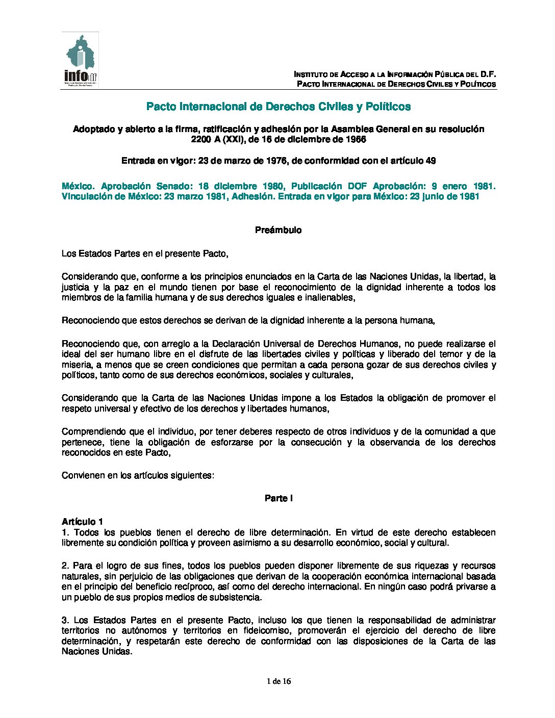 PACTO INTERNACIONAL DE DERECHOS CIVILES Y POLÍTICOS.