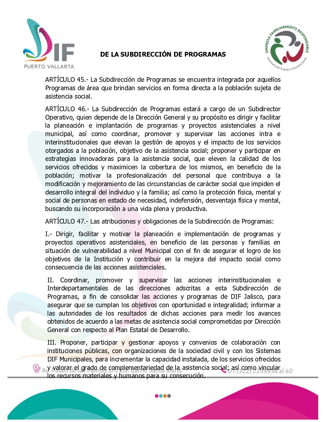 SUBDIRECCIÓN DE PROGRAMAS