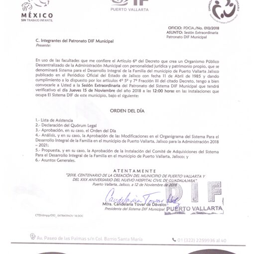 2. Orden del día 15 Noviembre 2018 2. Orden del día 15 Noviembre 2018