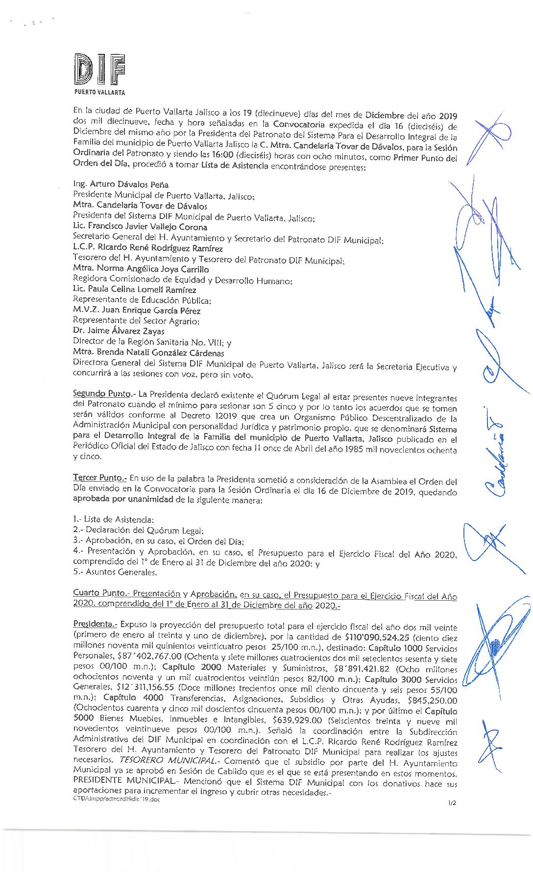 Acta de sesión 19 Diciembre 2019